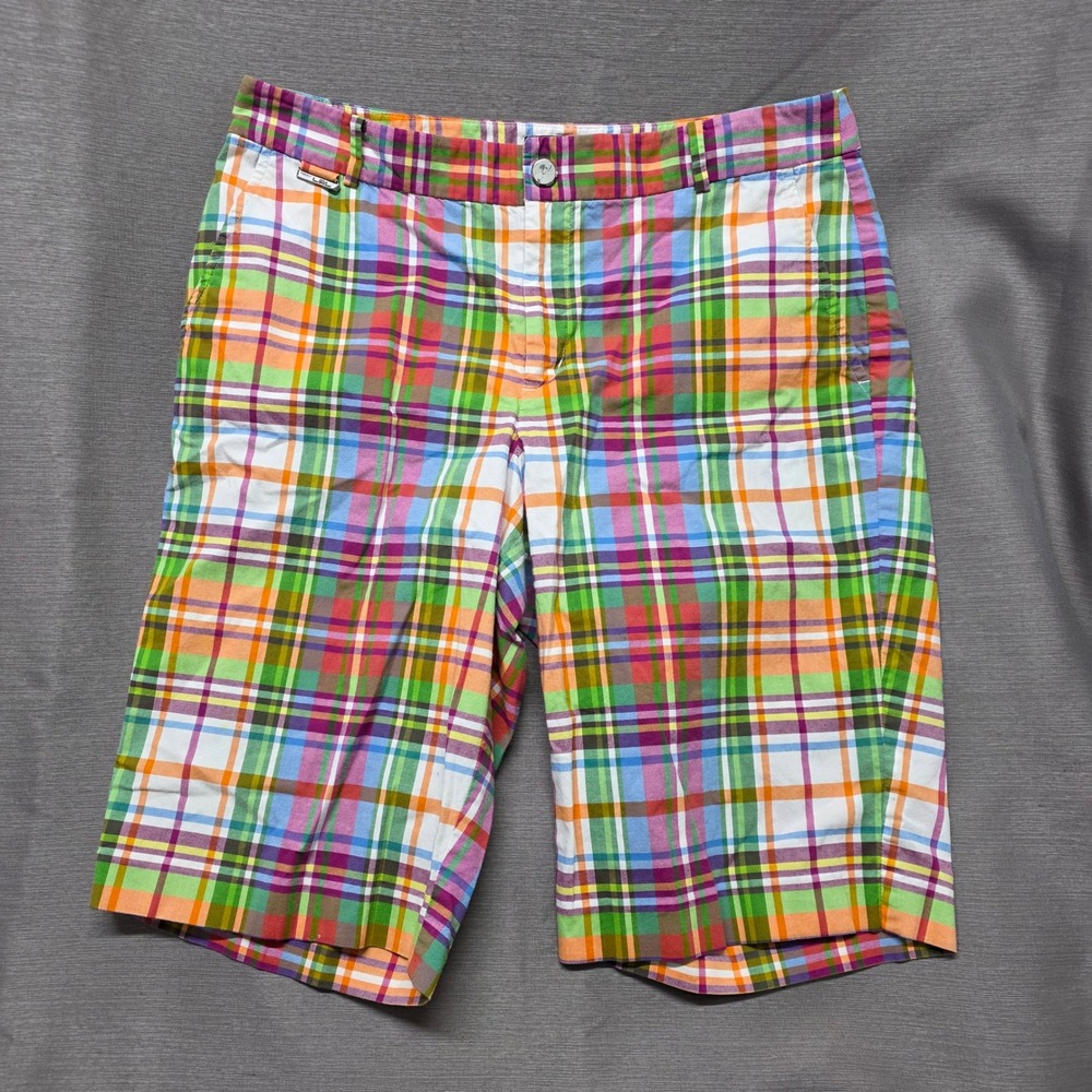 Lauren Active Ralph Lauren Plaid Bermuda Shorts Womens 10 Multicolor Preppy Golf